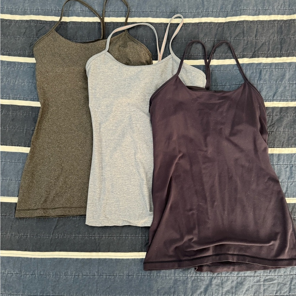 Lululemon tanks 3 pack, gray, navy, light blue